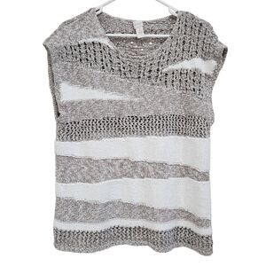 Chico's Brown and White Striped Sweater